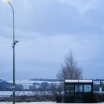 A snowy bus stop. Photo credit Jeffrey Zhang