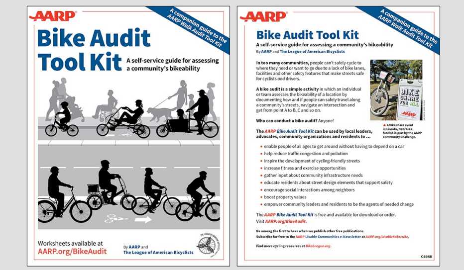 cover sheets for AARP bike audit toolkits